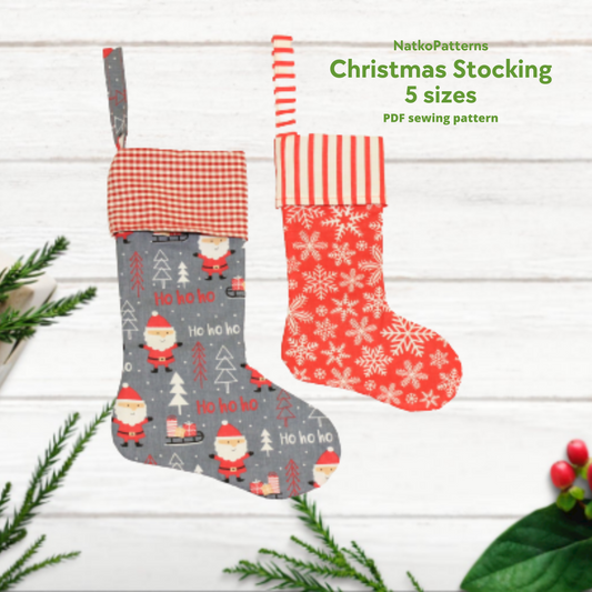 Christmas stocking sewing pattern PDF by NatkoPatterns – cozy holiday sock