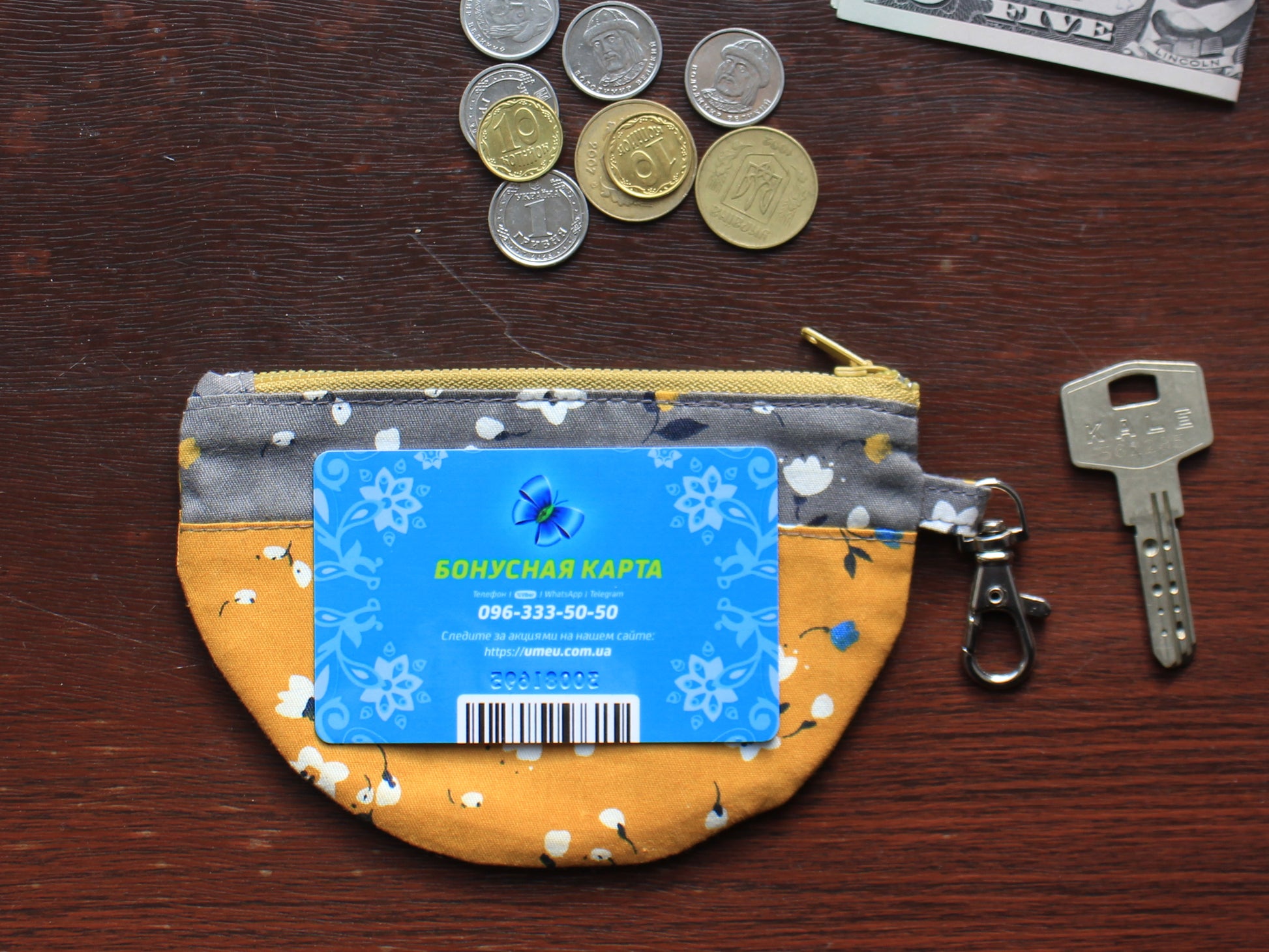 Fabric pouch with keychain, sewing pattern by NatkoPatterns