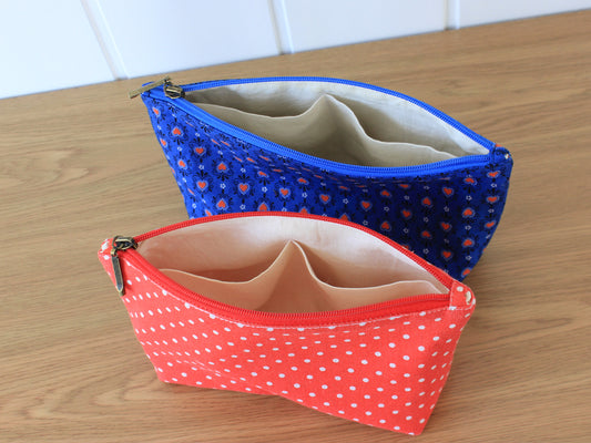 DIY makeup pouch using NatkoPatterns PDF sewing tutorial