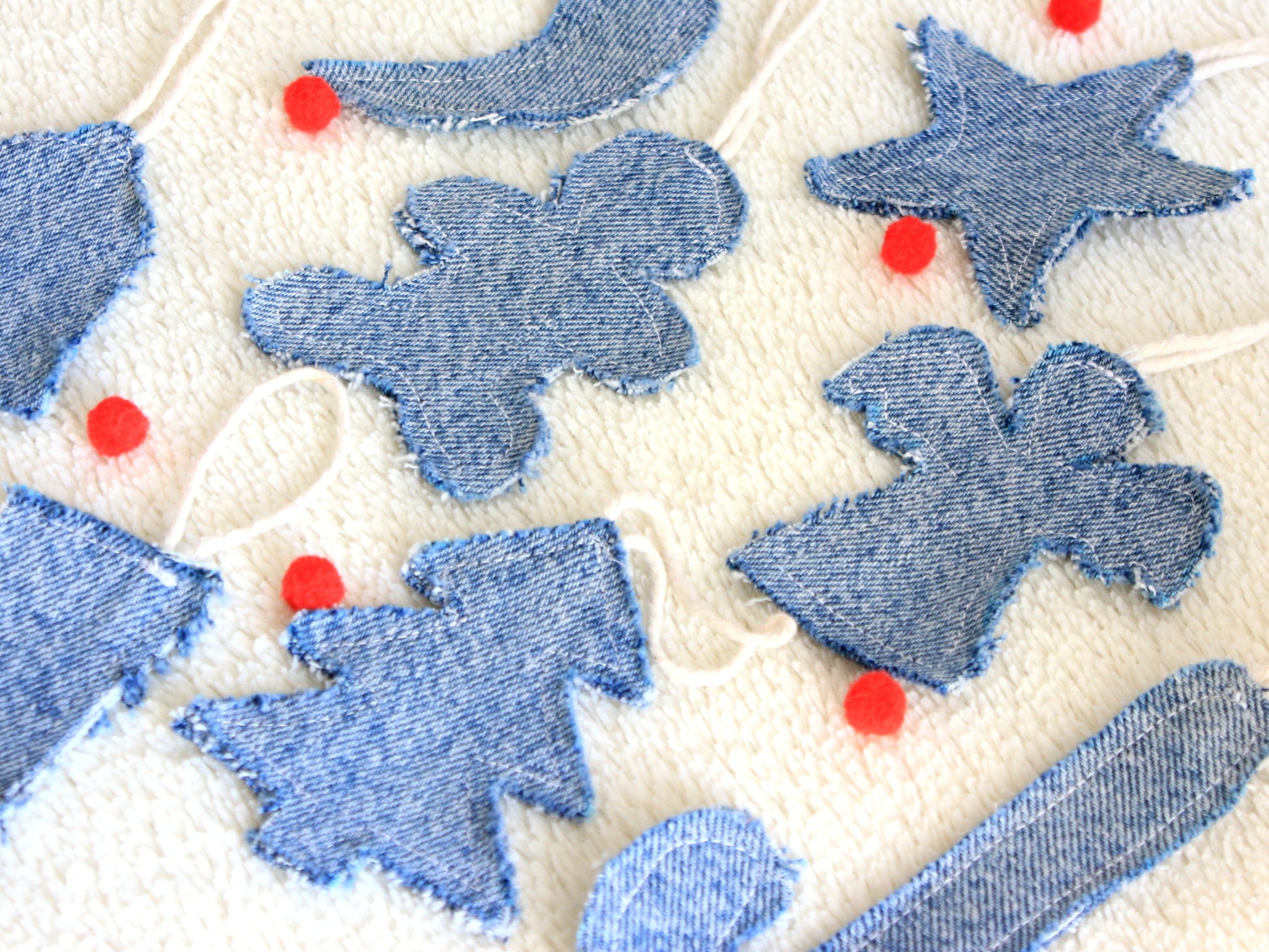 Reusable denim Christmas decor DIY handmade ornament with kids