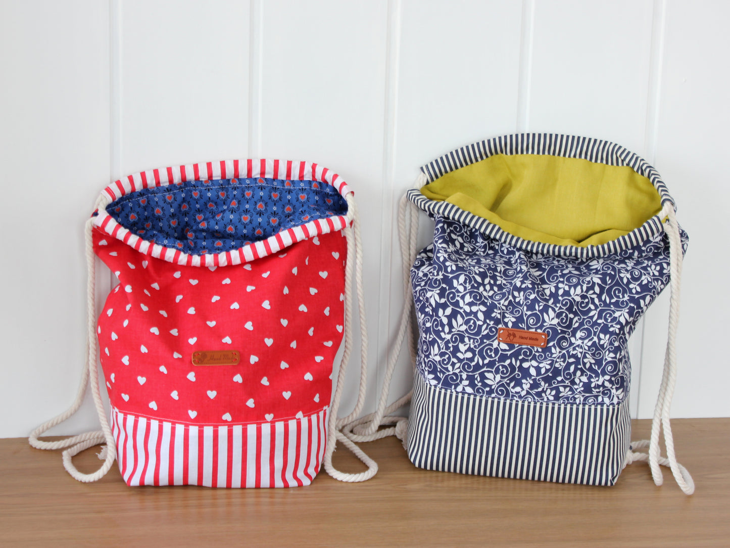 Close-up of drawstring closure and seams - PDF pattern by NatkoPatterns