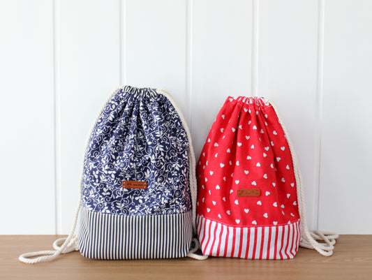 Drawstring backpack in 2 sizes, sewing pattern for beginners by NatkoPatterns