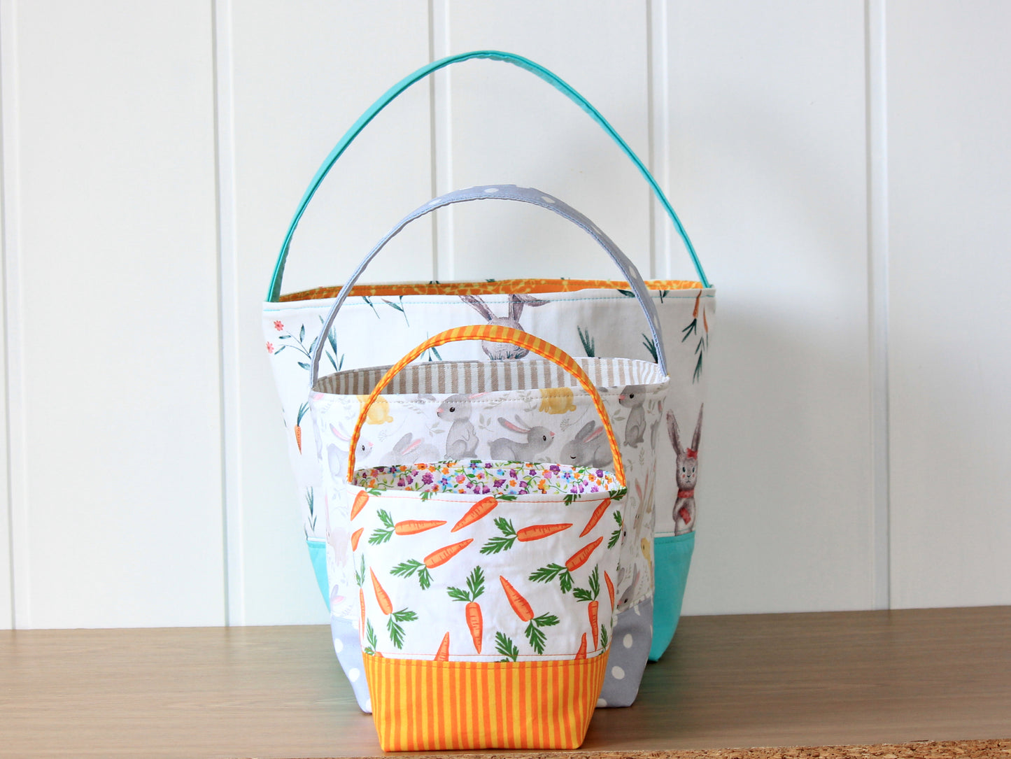 Handmade Easter baskets with handles - 3 sizes pattern