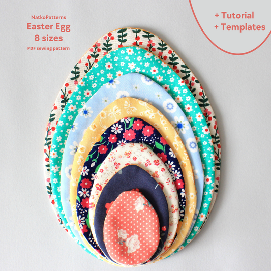 Fillable Easter egg sewing pattern PDF by NatkoPatterns – soft fabric egg with filling
