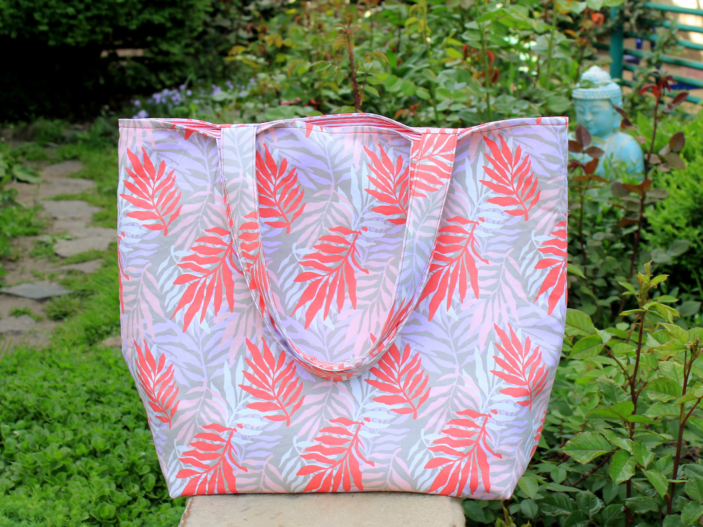 Large lined tote bag with inside pocket, sewing pattern with template by NatkoPatterns