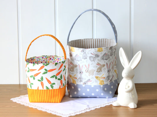 Handmade Easter baskets with handles – beginner-friendly sewing template