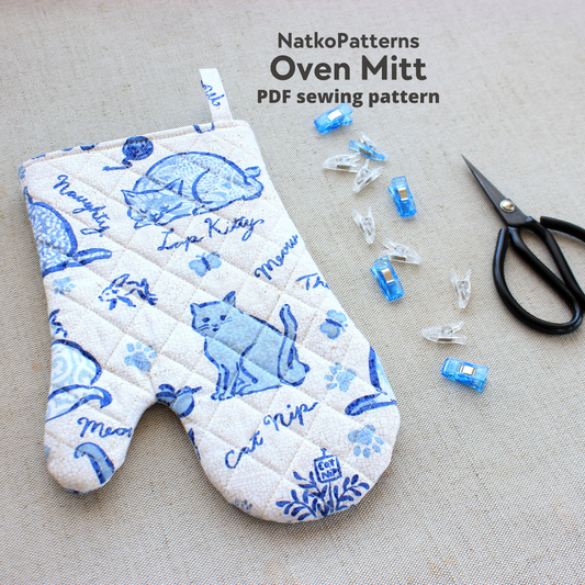 Quilted oven mitt sewing pattern PDF, DIY kitchen gift, Oven glove tutorial